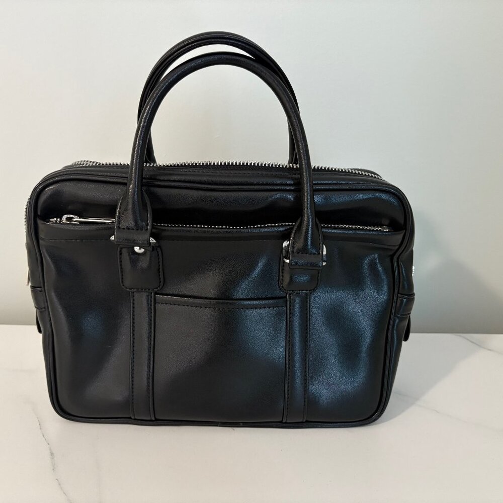 Comme des Garçons Black Leather Zippers Handbag
